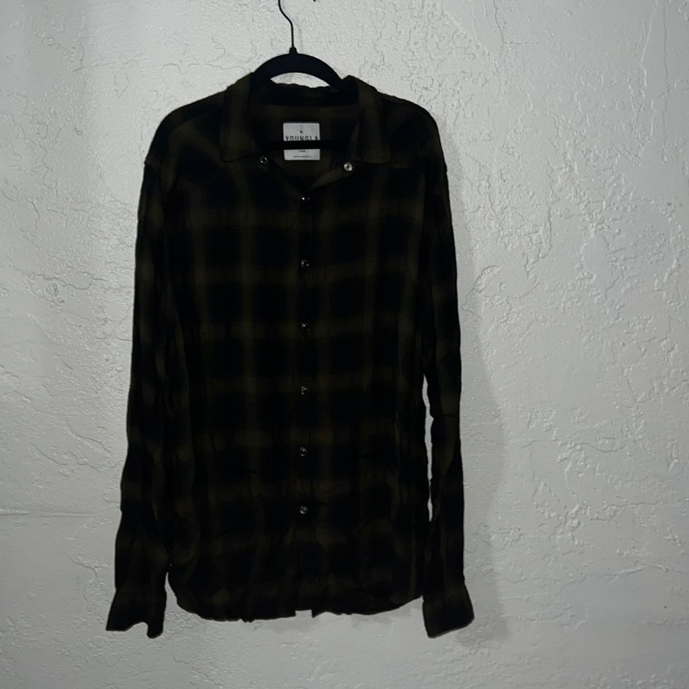 Young LA button up olive and black